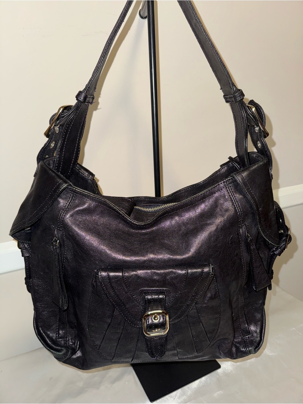 Junior Drake Y2K Vintage Black Leather Shoulder Bag